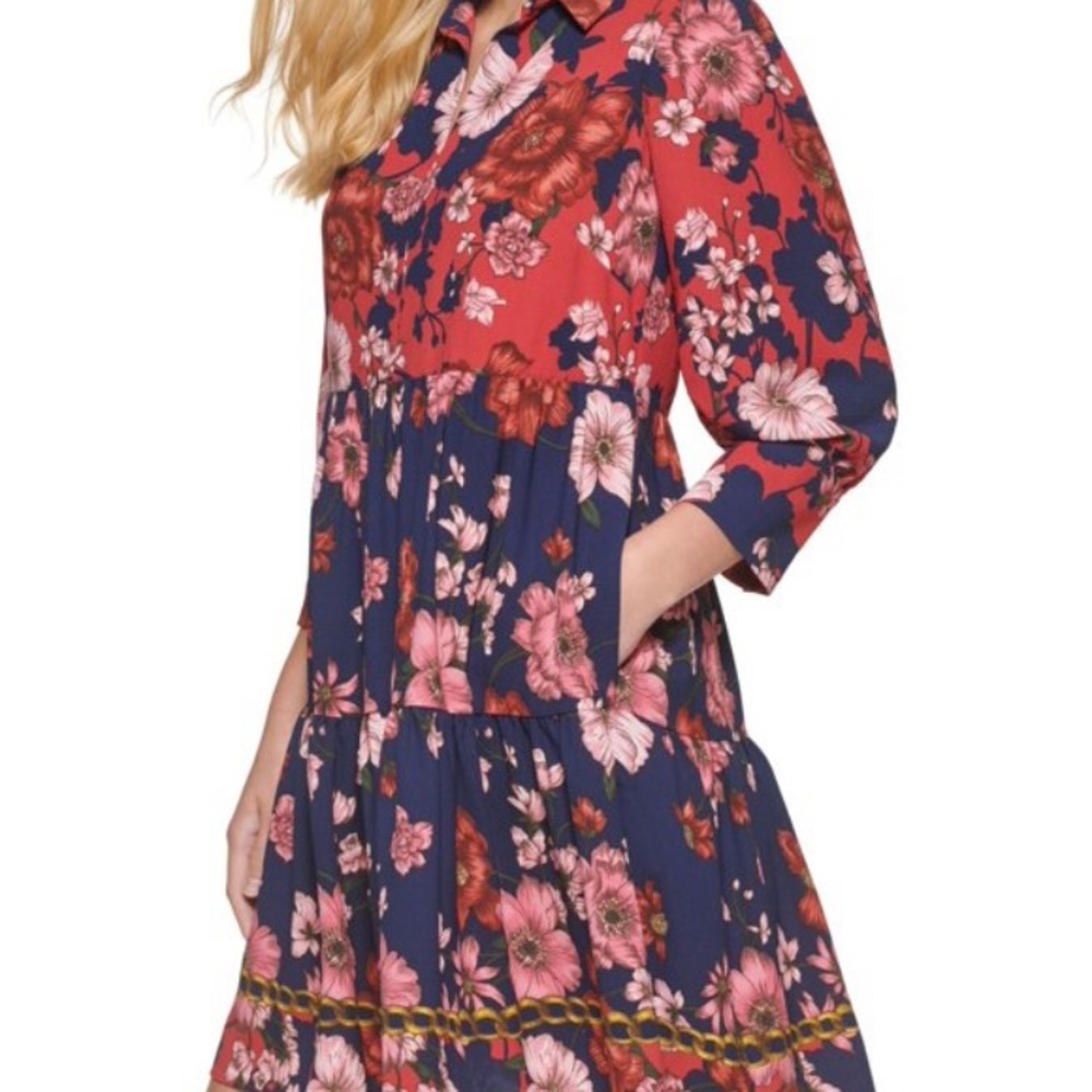 Vince Camuto Petite Floral Popover Shirtdress size 4P